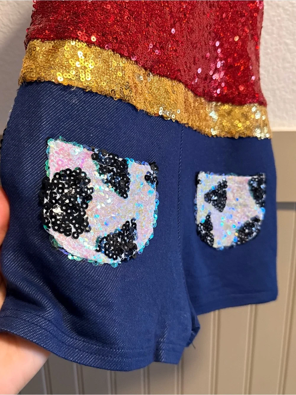 Glamour Cowgirl Woody Red Sequin Star Kids Costume Romper